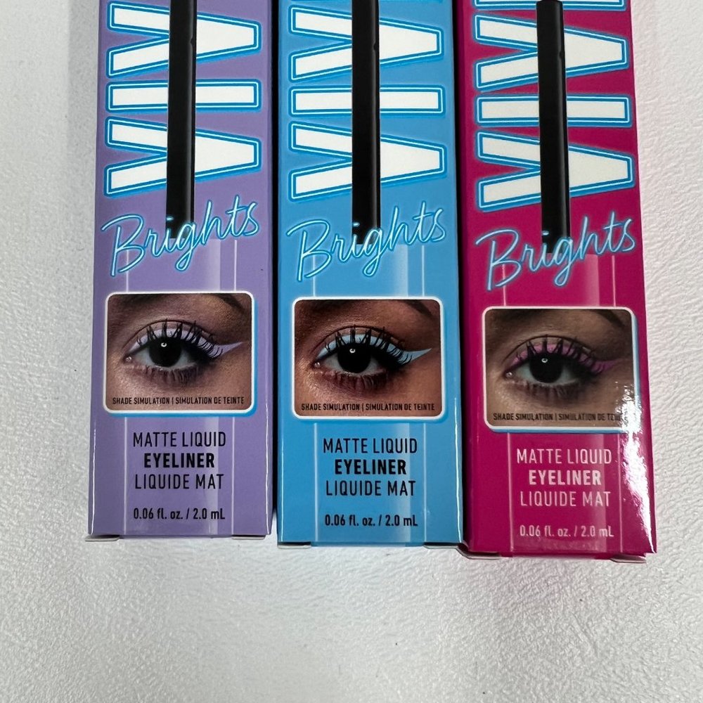 NYX Professional Makeup Vivid Brights Liquid Liner Eyeliner Blue Pink Lilac 3pk - Picture 5 of 5
